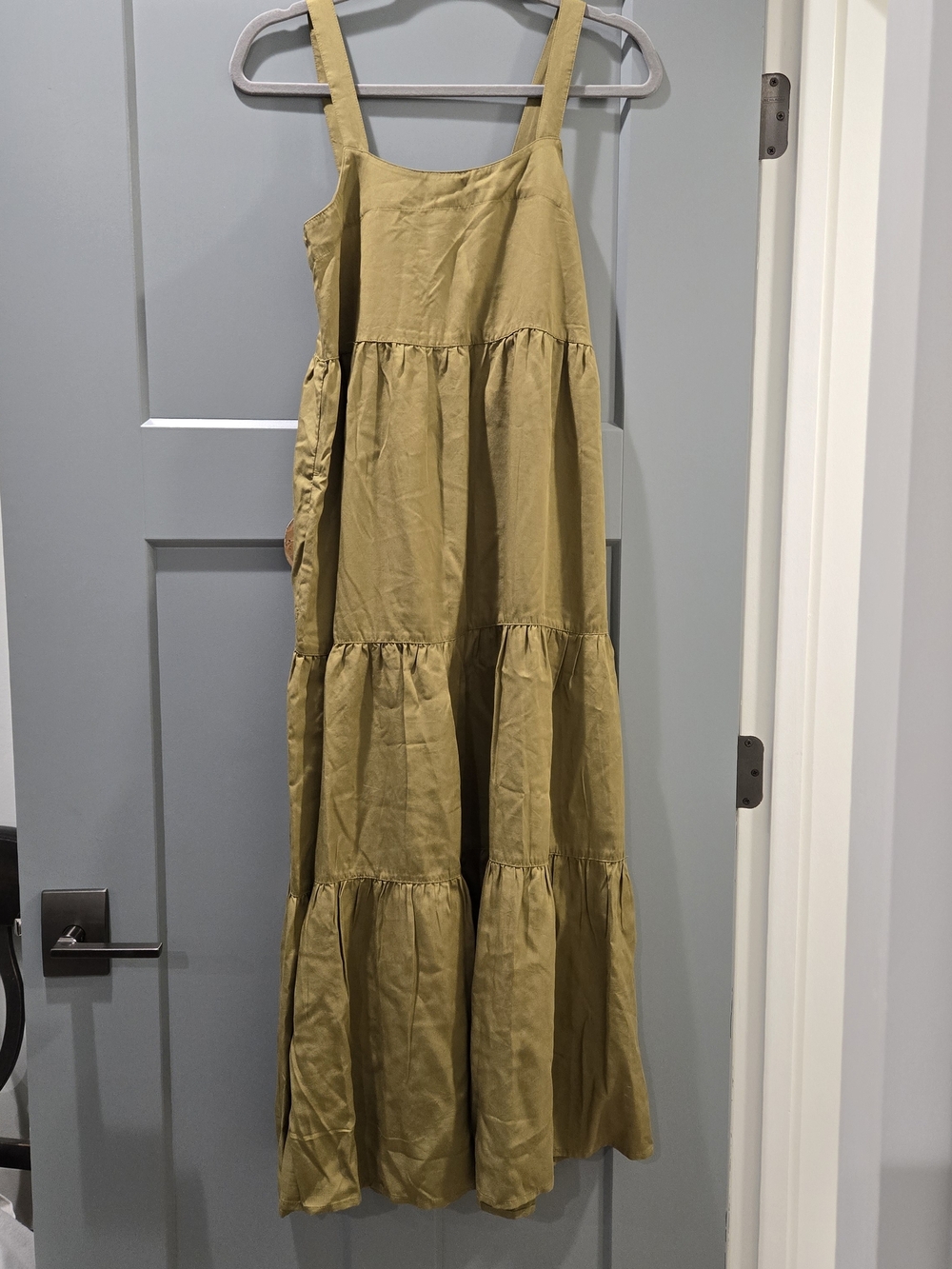 Tiered Maxi Skirt Dress in Olive Green